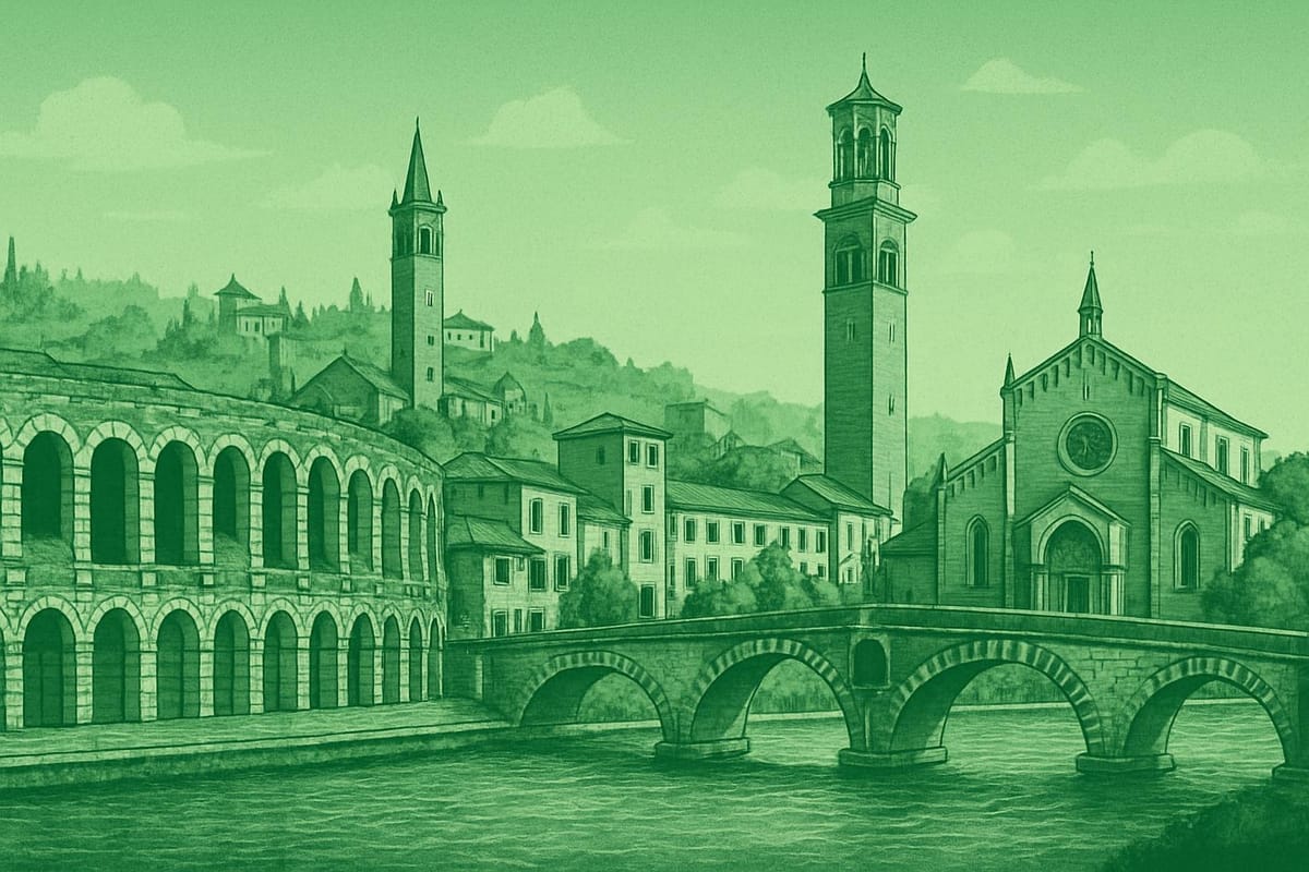 Must-see landmarks of Verona, Italy.