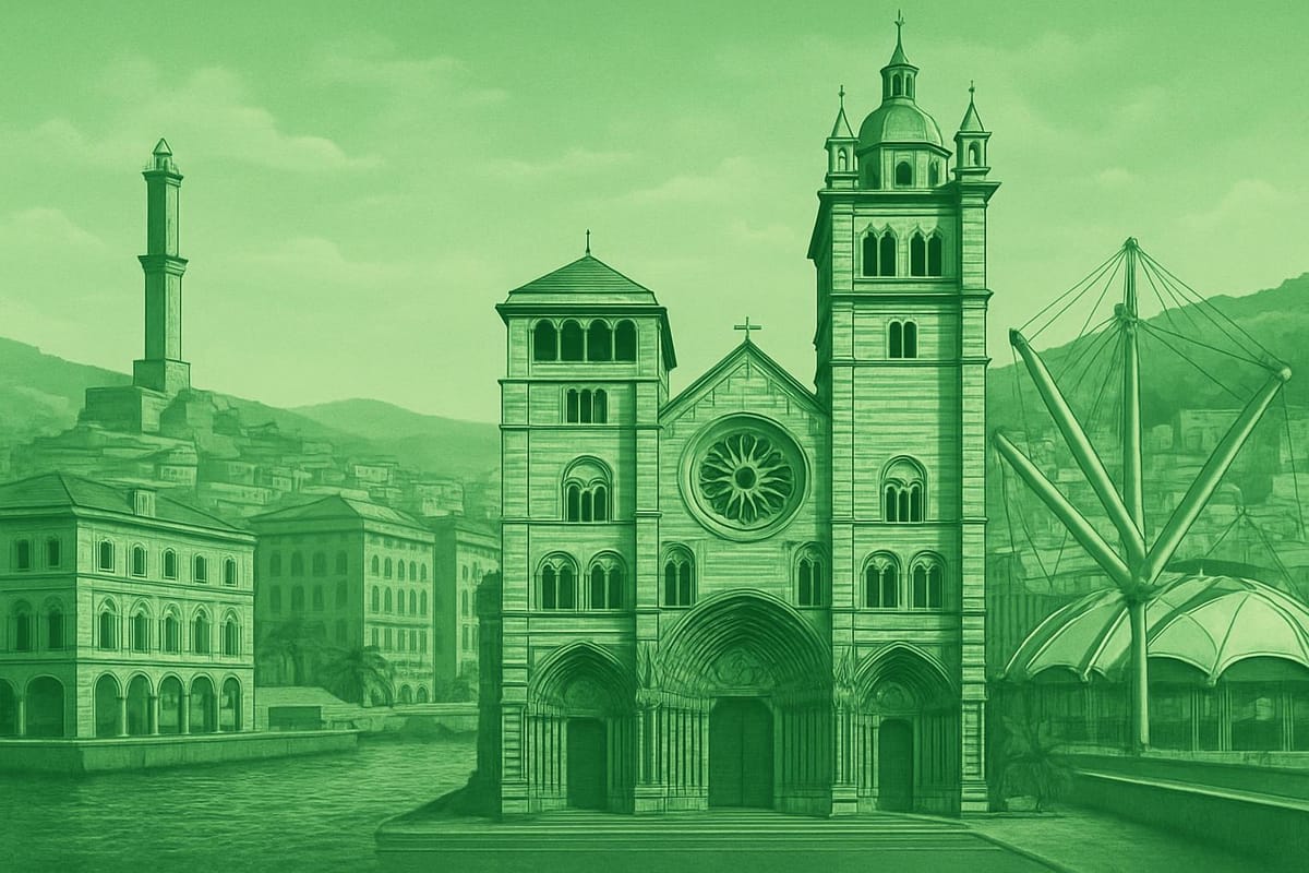 Must-see landmarks of Genoa, Italy.