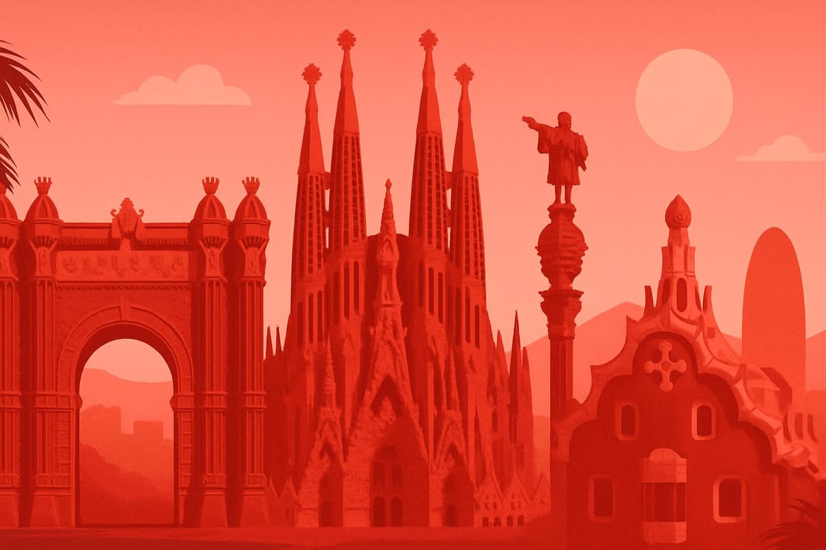 Must-see landmarks of Barcelona, Spain.