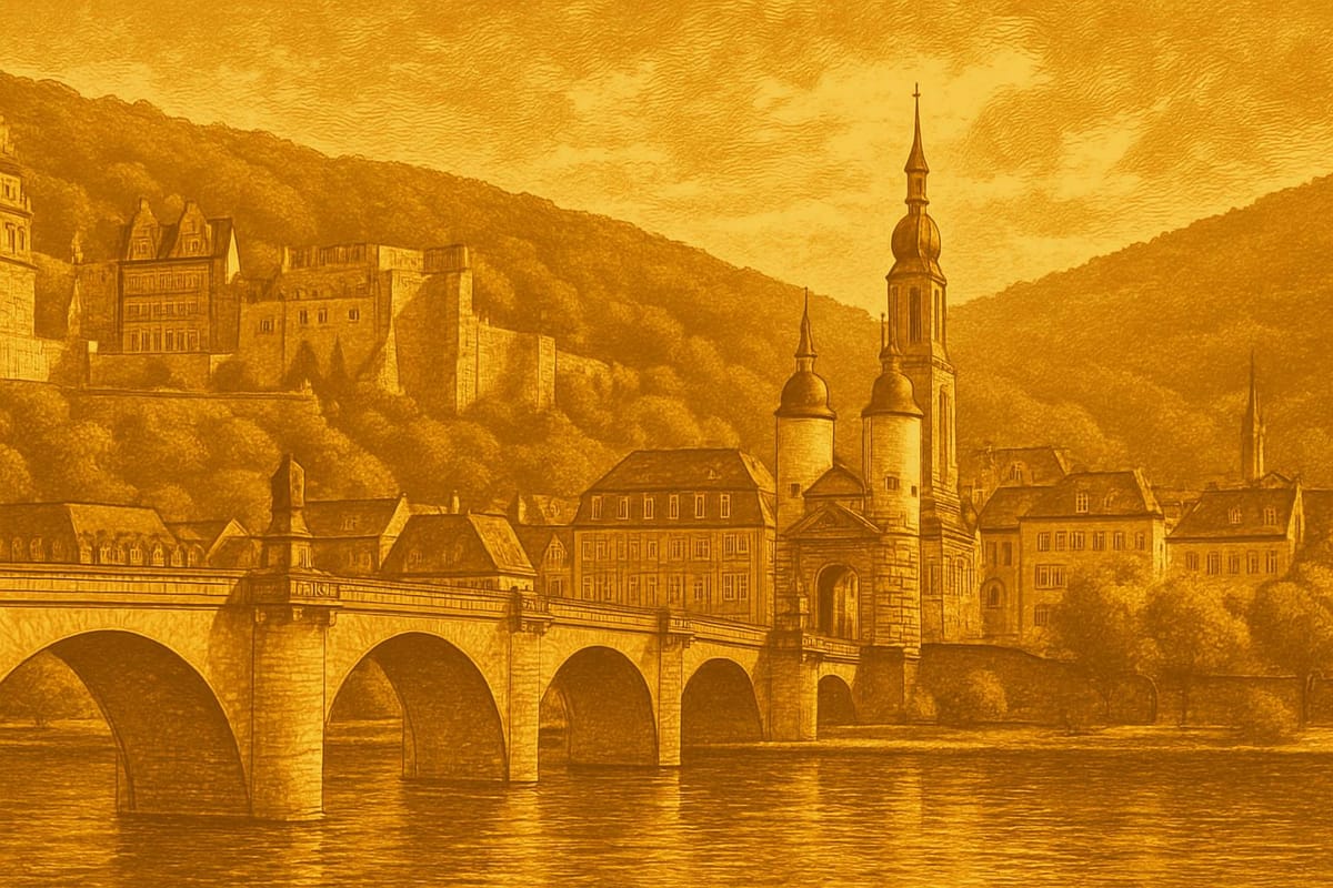 Must-see landmarks of Heidelberg, Germany.