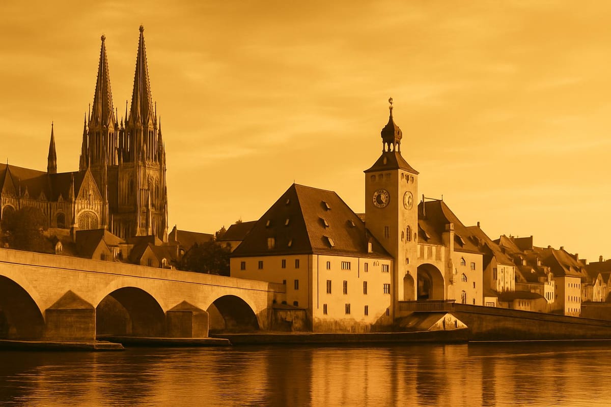 Must-see landmarks of Regensburg, Germany.