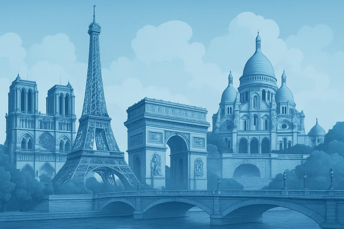 Must-see landmarks of Paris, France.