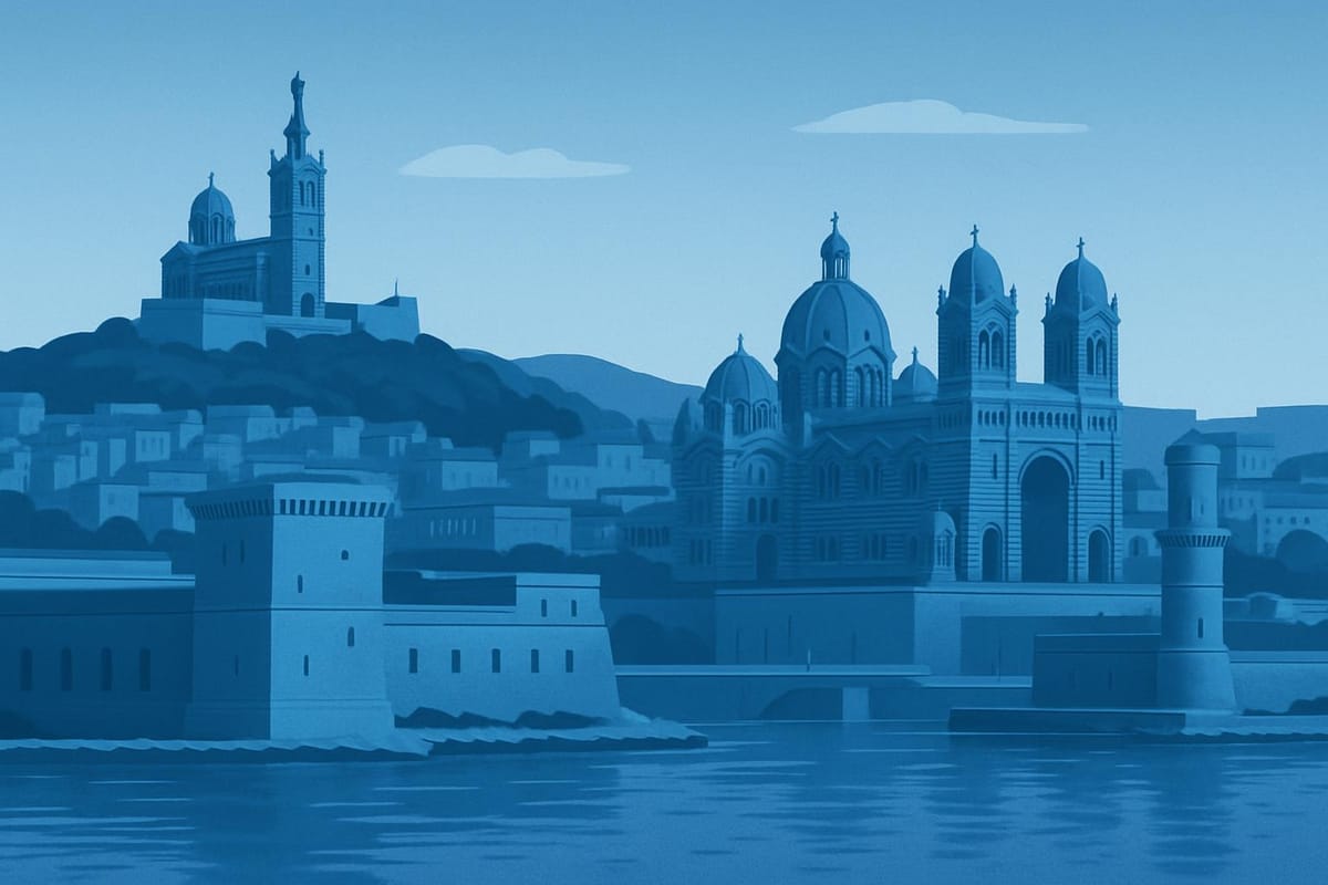 Must-see landmarks of Marseille, France.