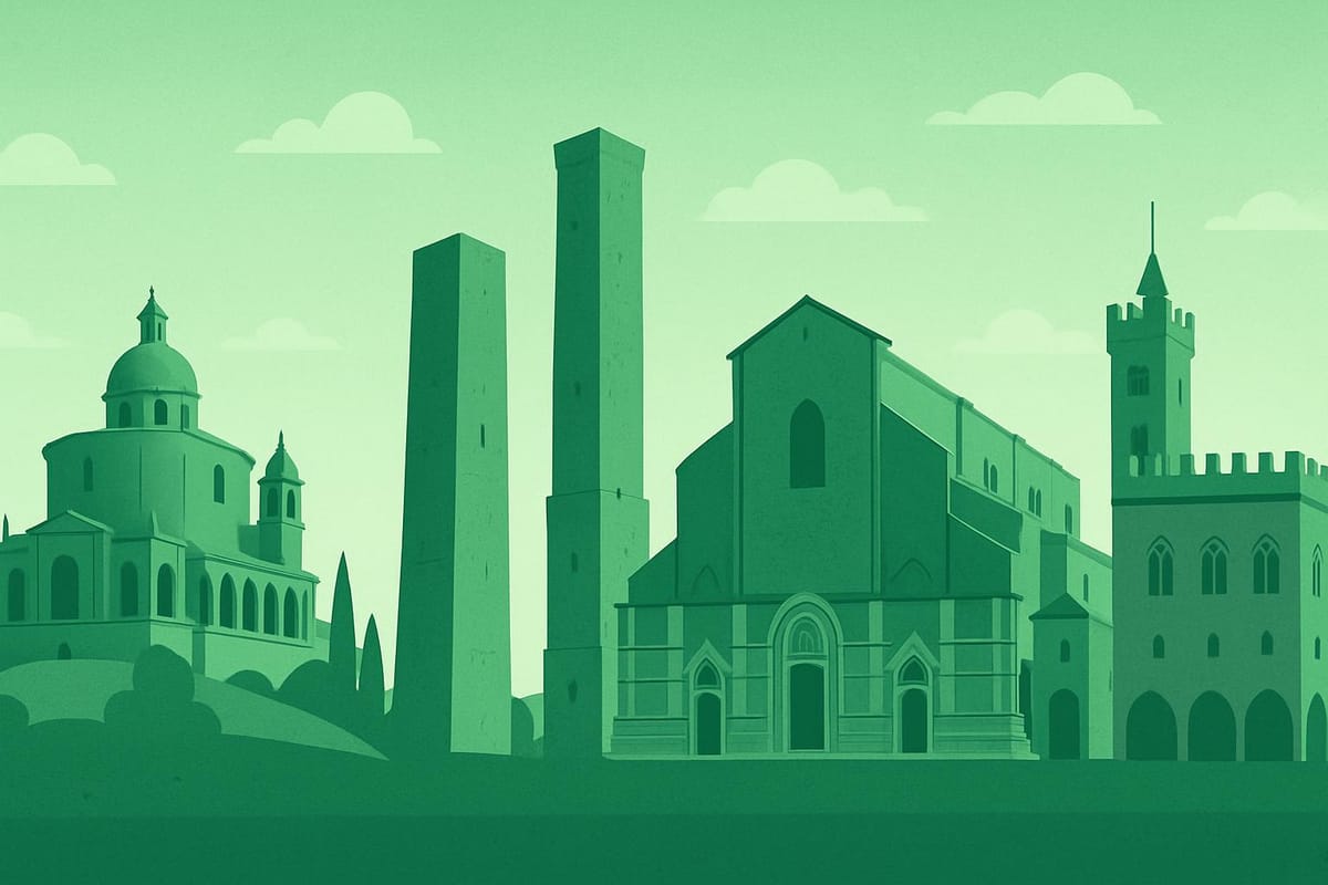Must-see landmarks of Bologna, Italy.