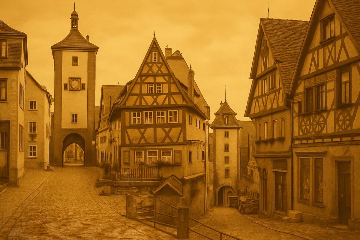 Must-see landmarks of Rothenburg ob der Tauber, Germany.