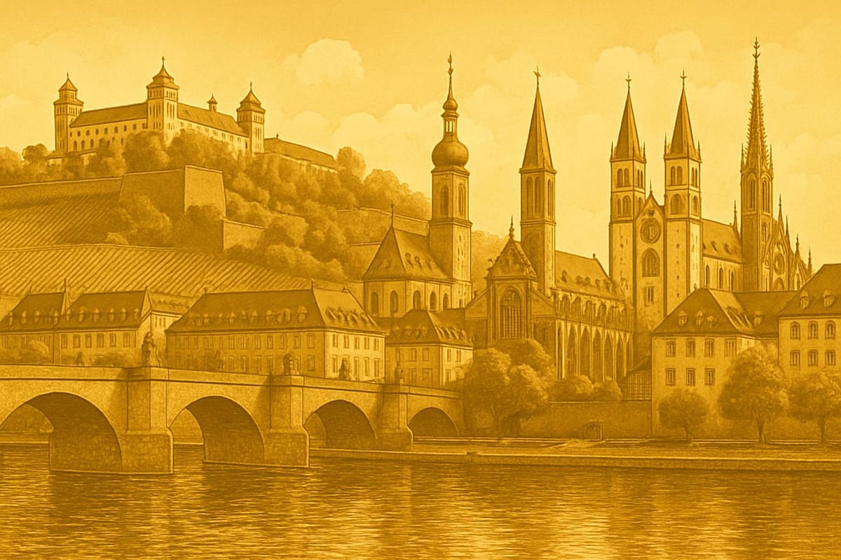 Must-see landmarks of Würzburg, Germany.