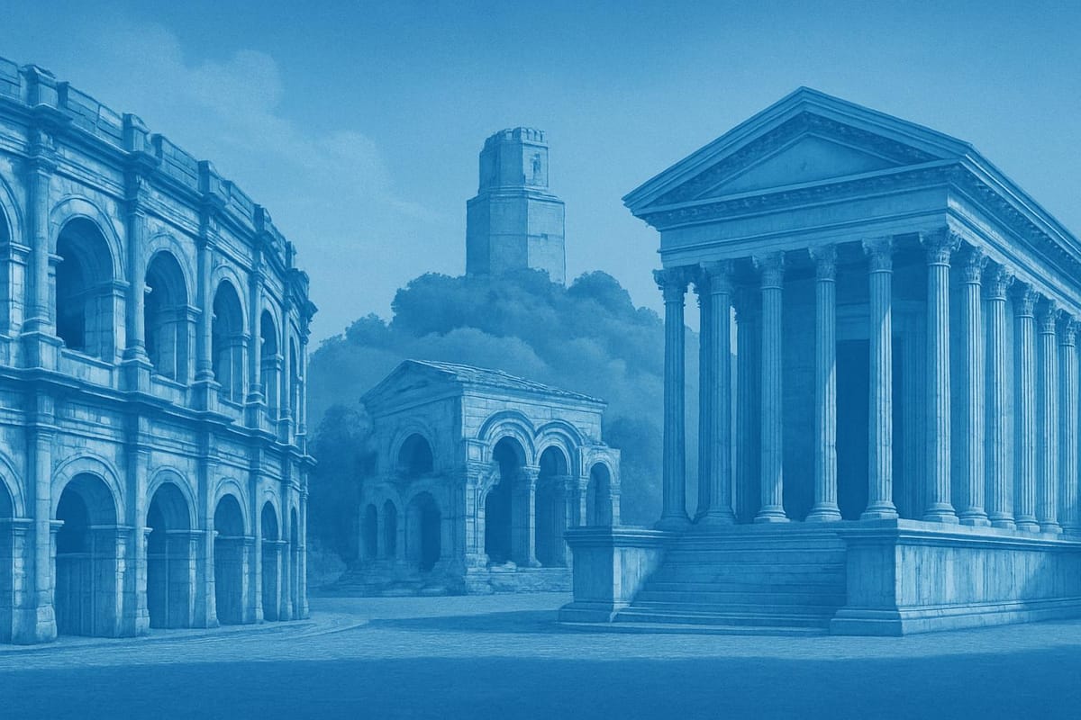 Must-see landmarks of Nîmes, France.