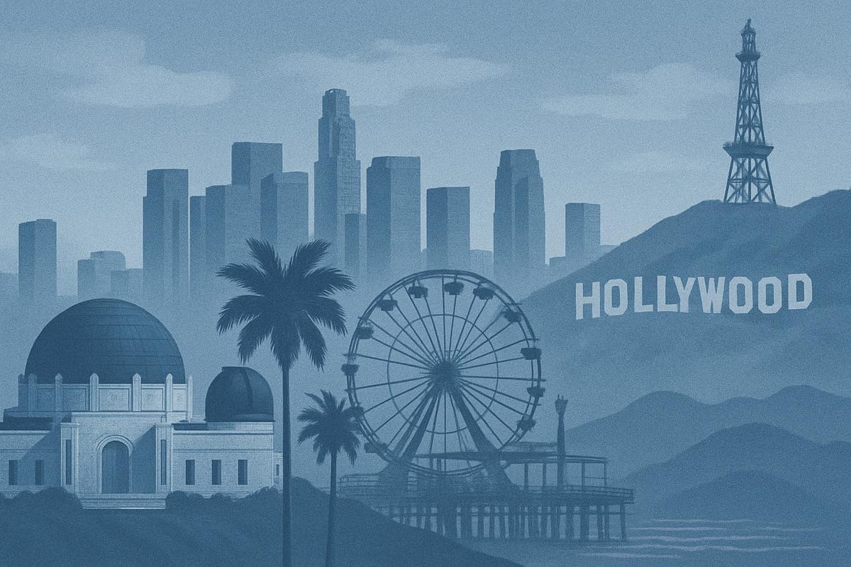 Must-see landmarks of Los Angeles, USA.