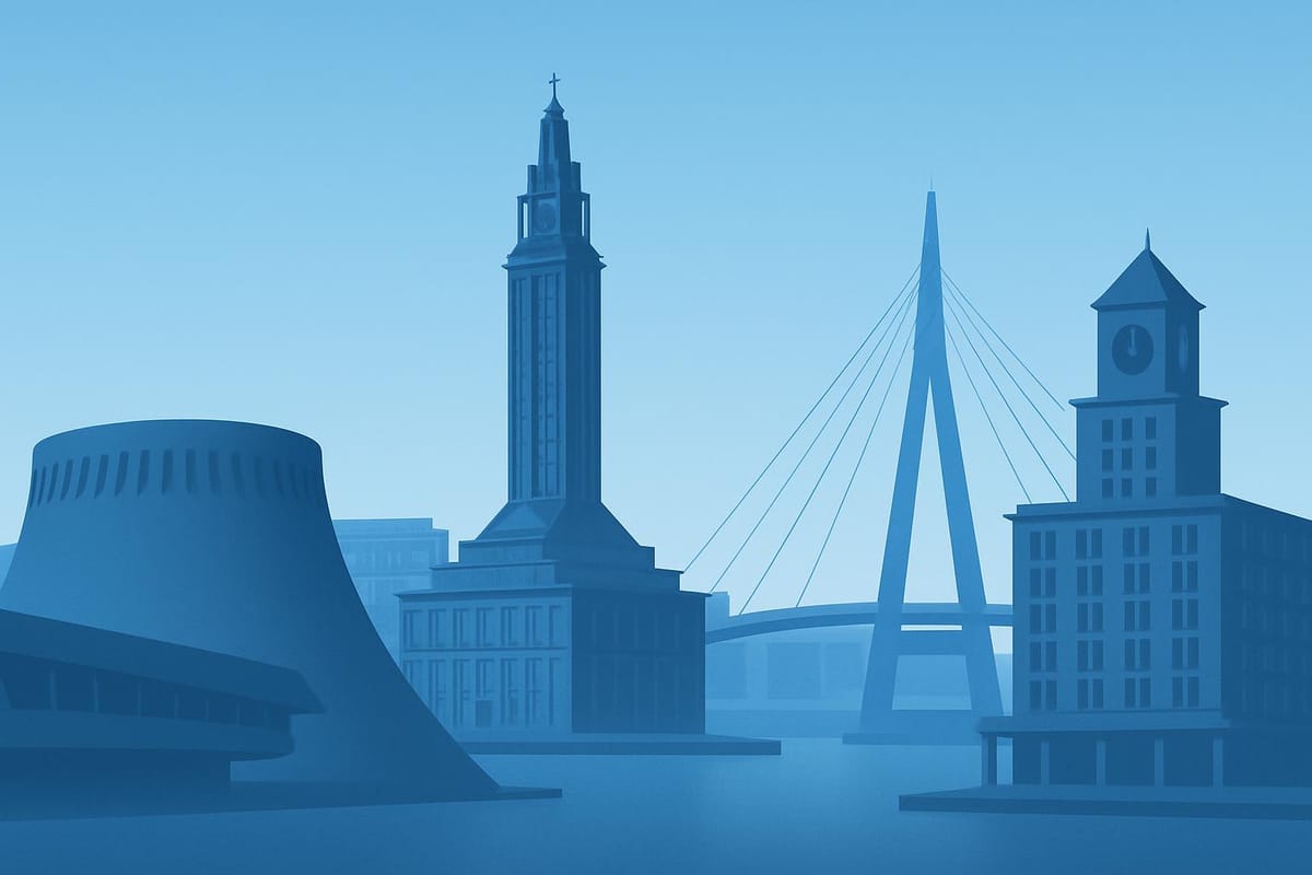 Must-see landmarks of Le Havre, France.