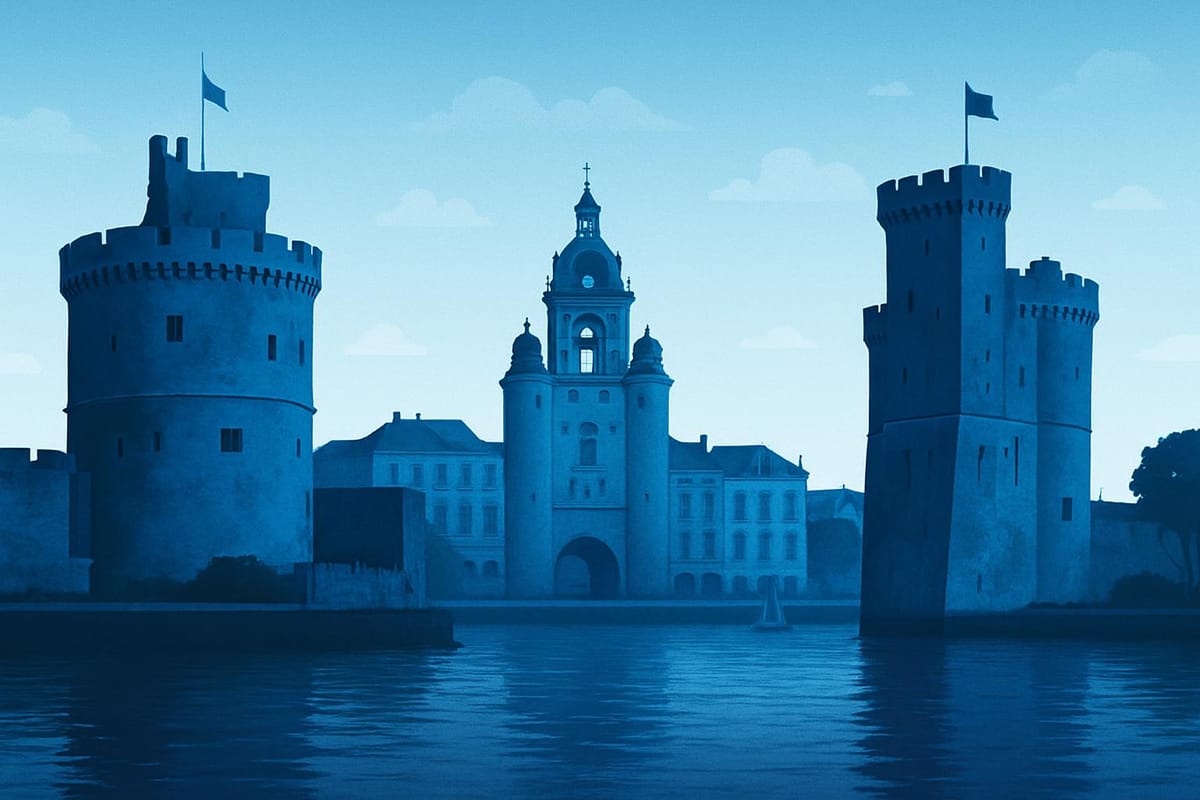 Must-see landmarks of La Rochelle, France.