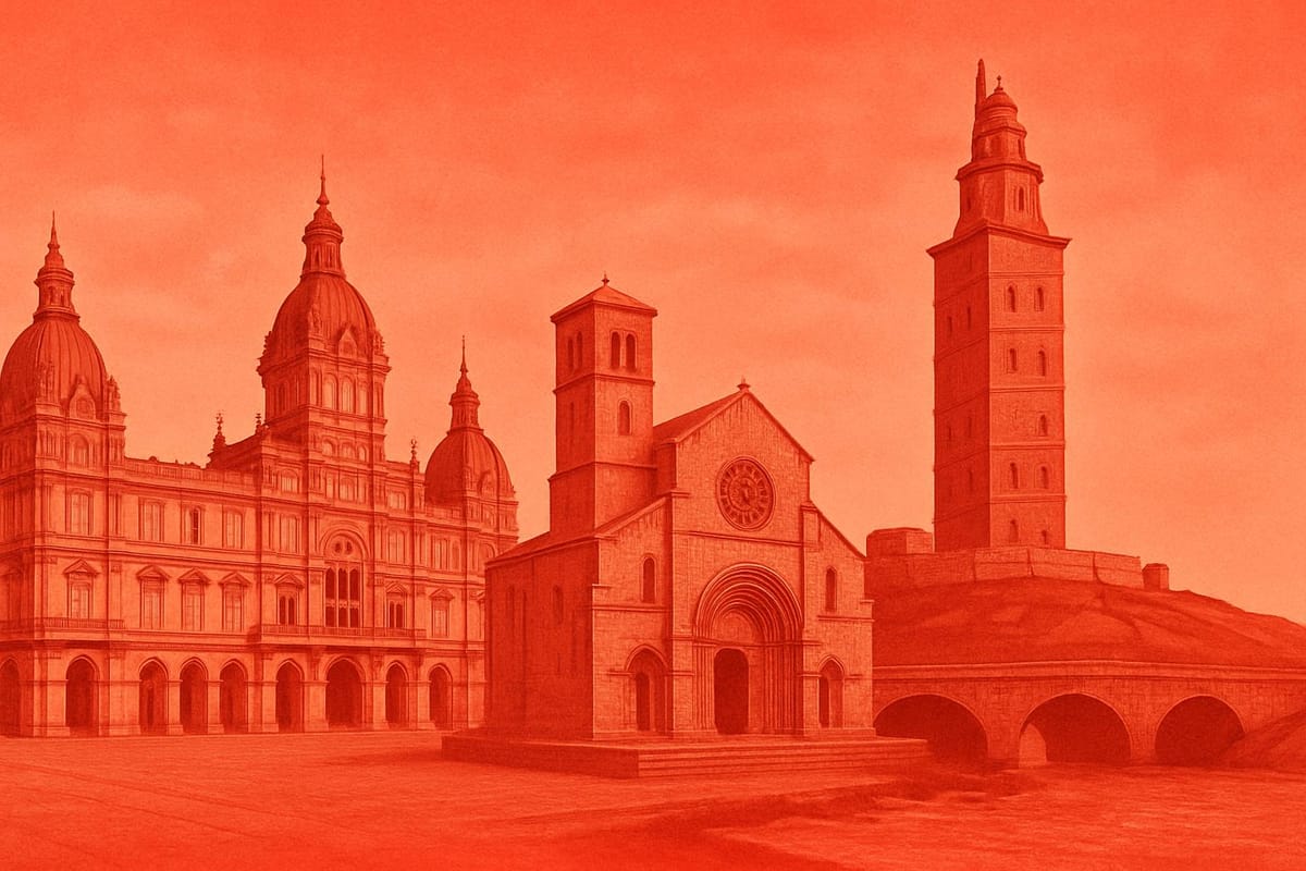 Must-see landmarks of A Coruña, Spain.