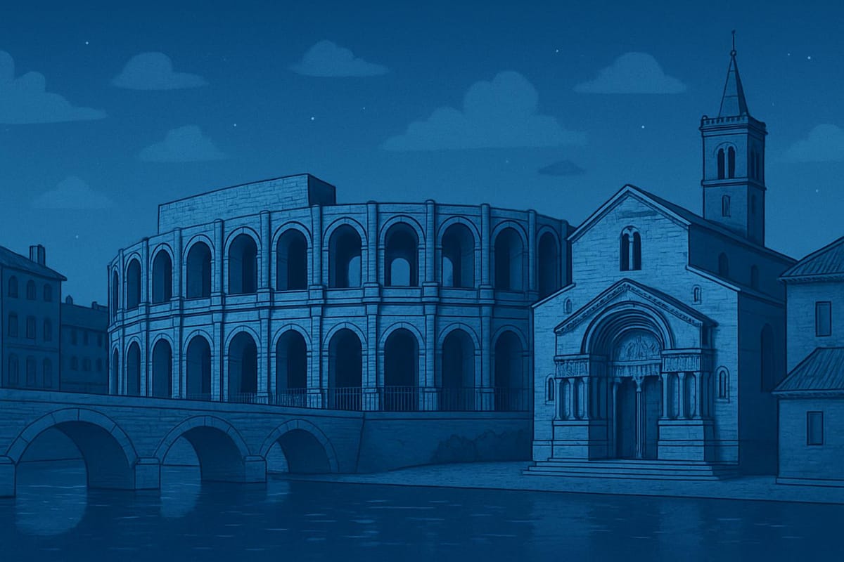 Must-see landmarks of Arles, France.
