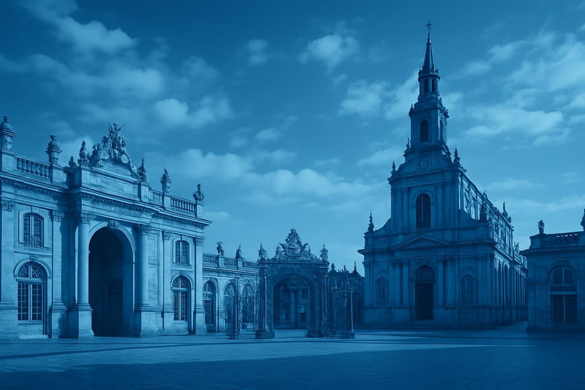 Must-see landmarks of Nancy, France.