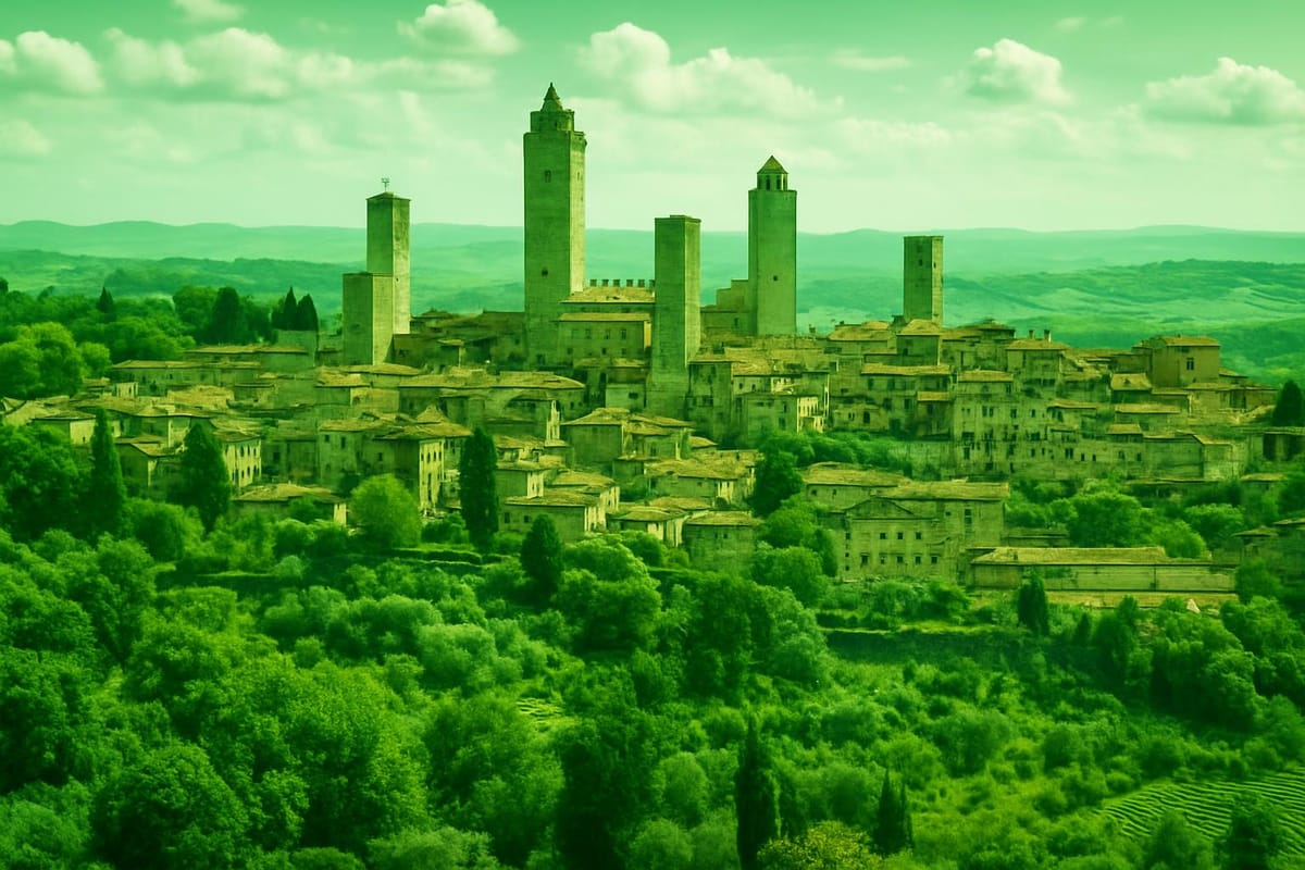Must-see landmarks of San Gimignano, Italy.