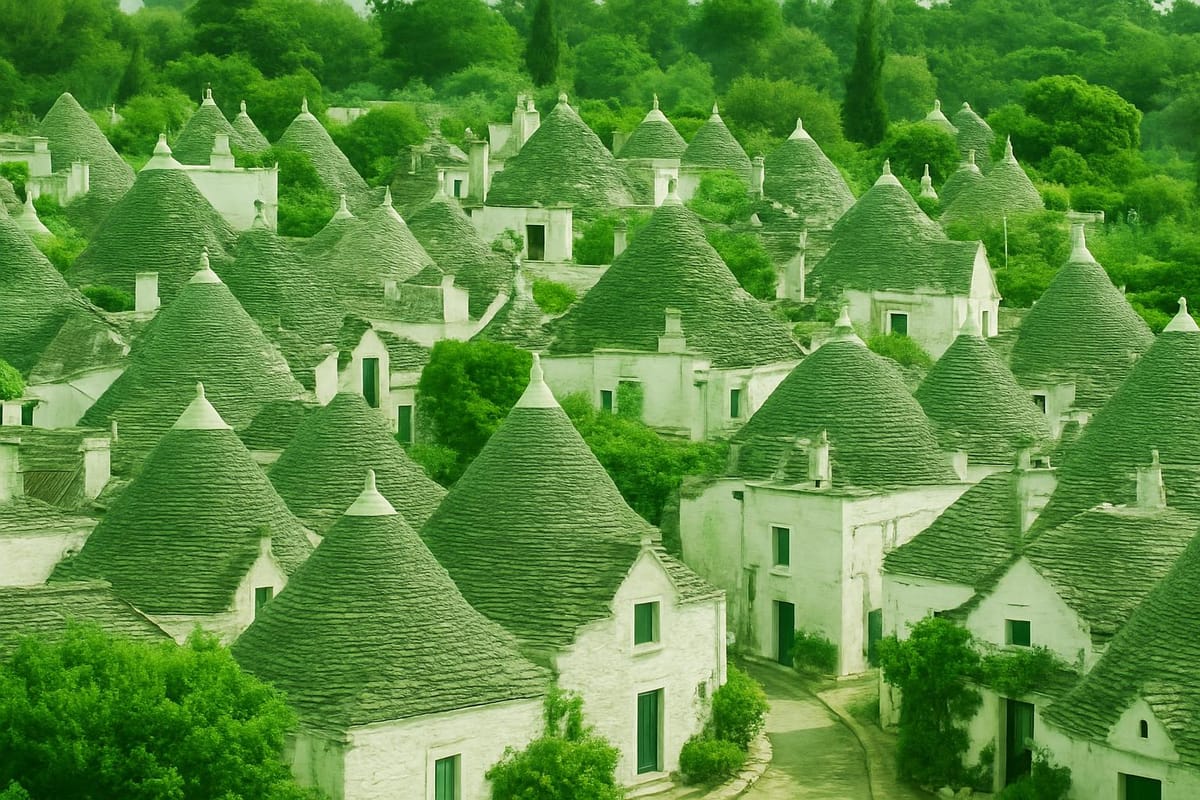Must-see landmarks of Alberobello, Italy.