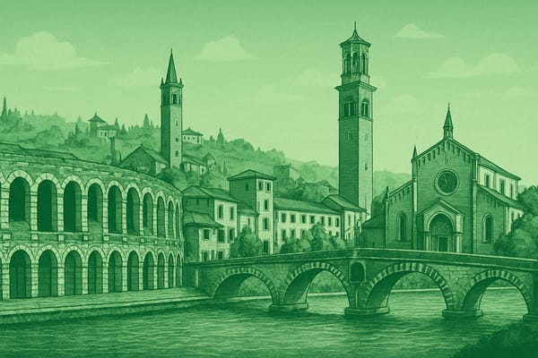 Must-see landmarks of Verona, Italy.