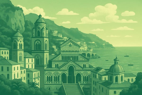 Must-see landmarks of Amalfi, Italy.