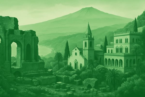 Must-see landmarks of Taormina, Italy.