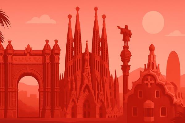 Must-see landmarks of Barcelona, Spain.
