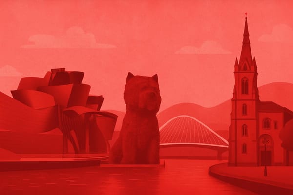 Must-see landmarks of Bilbao, Spain.
