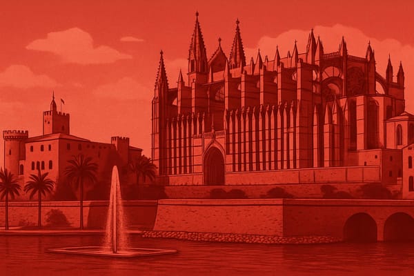 Must-see landmarks of Palma de Mallorca, Spain.