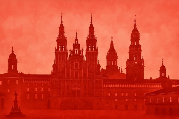 Must-see landmarks of Santiago de Compostela, Spain.