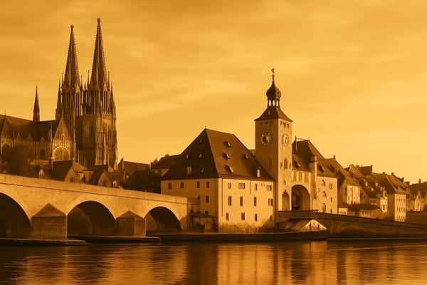 Must-see landmarks of Regensburg, Germany.