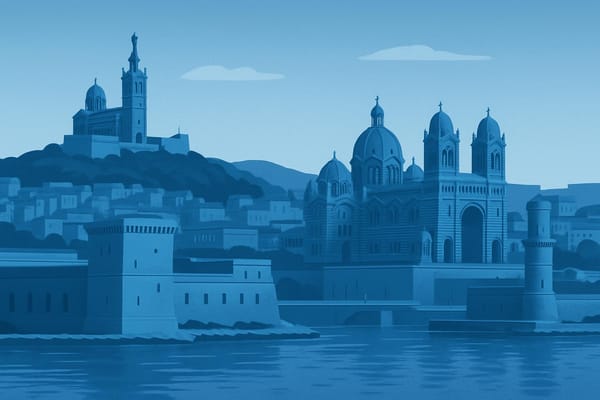 Must-see landmarks of Marseille, France.