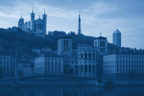Must-see landmarks of Lyon, France.