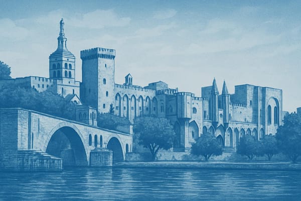 Must-see landmarks of Avignon, France.