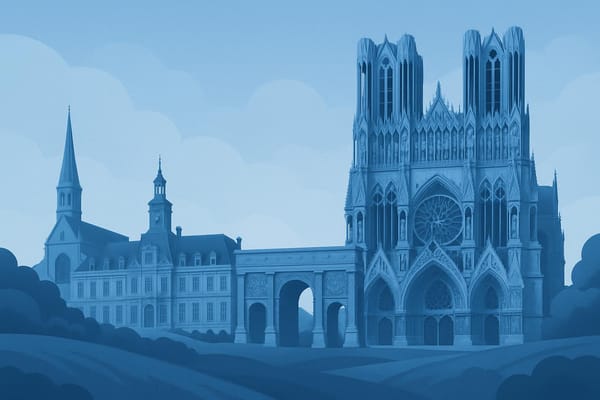Must-see landmarks of Reims, France.