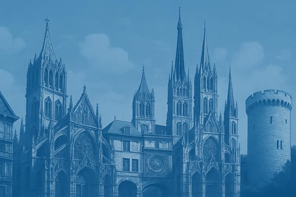 Must-see landmarks of Rouen, France.
