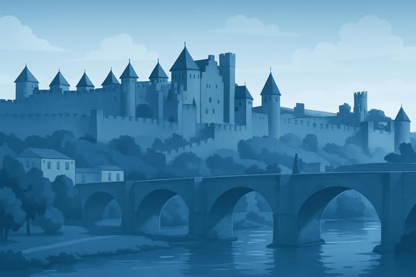 Must-see landmarks of Carcassonne, France.