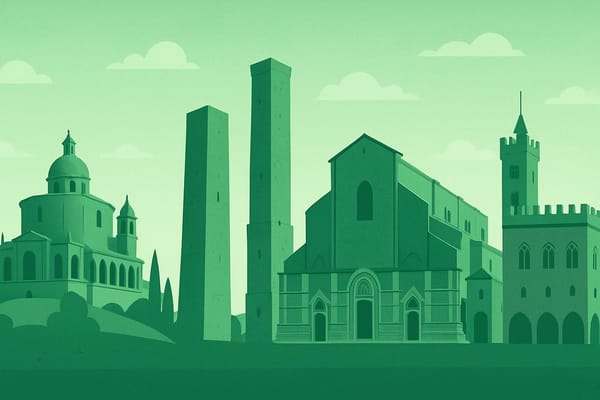 Must-see landmarks of Bologna, Italy.