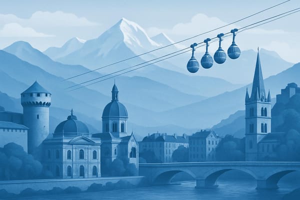 Must-see landmarks of Grenoble, France.