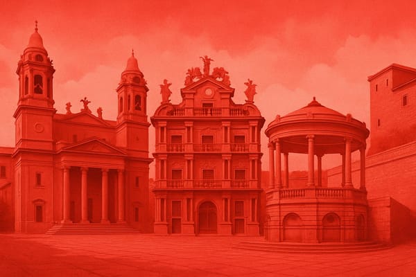 Must-see landmarks of Pamplona, Spain.