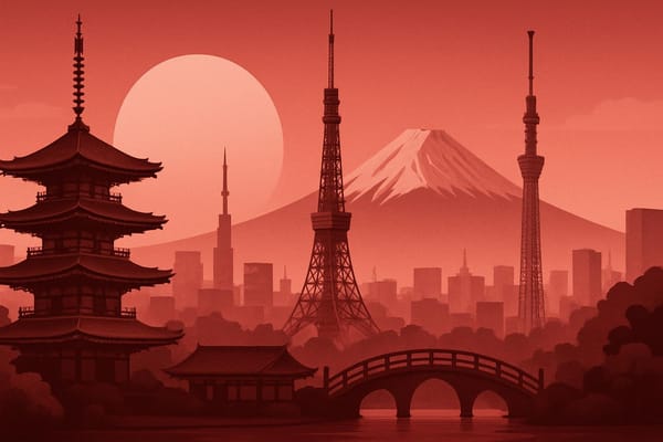 Must-see landmarks of Tokyo, Japan.