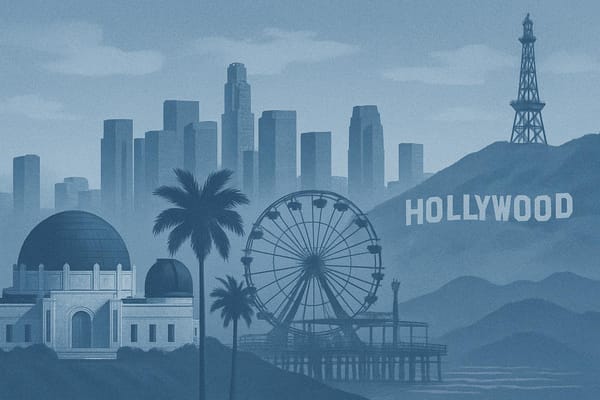 Must-see landmarks of Los Angeles, USA.