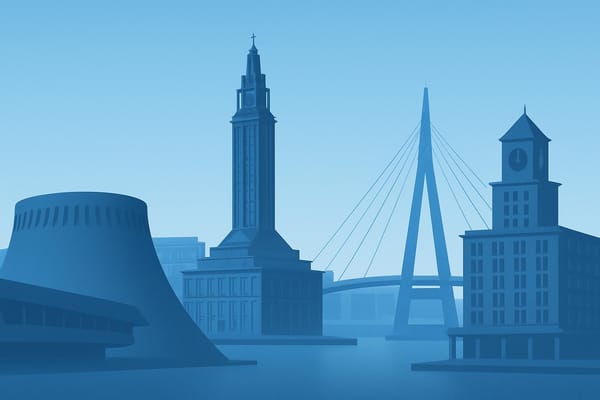 Must-see landmarks of Le Havre, France.