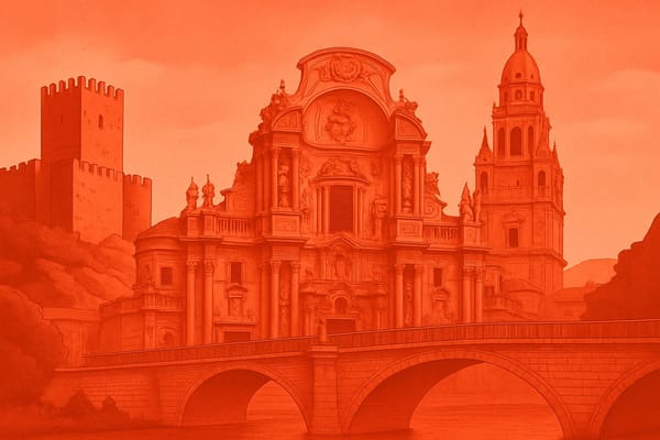 Must-see landmarks of Murcia, Spain.