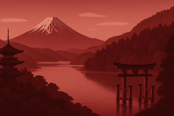 Must-see landmarks of Hakone, Japan.