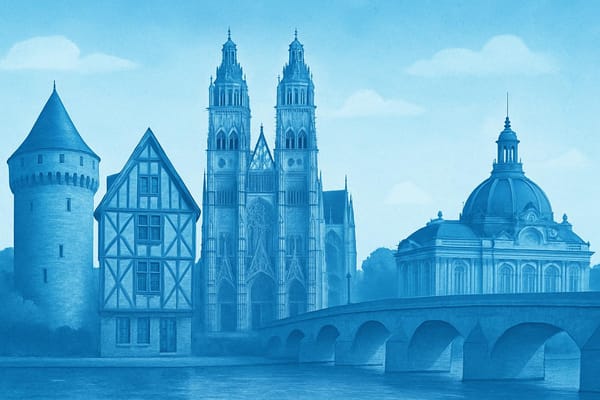 Must-see landmarks of Tours, France.