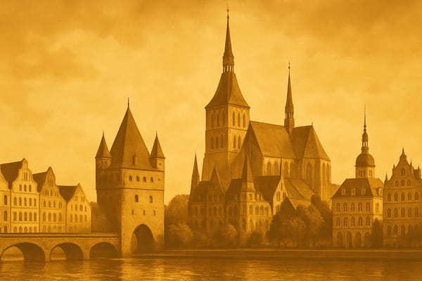 Must-see landmarks of Rostock, Germany.