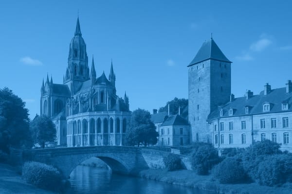 Must-see landmarks of Bayeux, France.